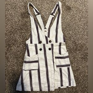 Free People Striped Pinafore Dress with Pockets